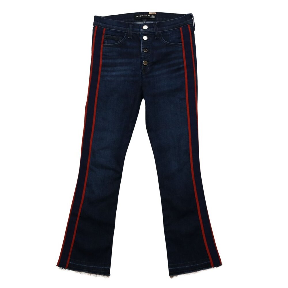 Veronica Beard Jeans Style JO720003 Carolyn Midnight Wash Red Stripe Button Fly